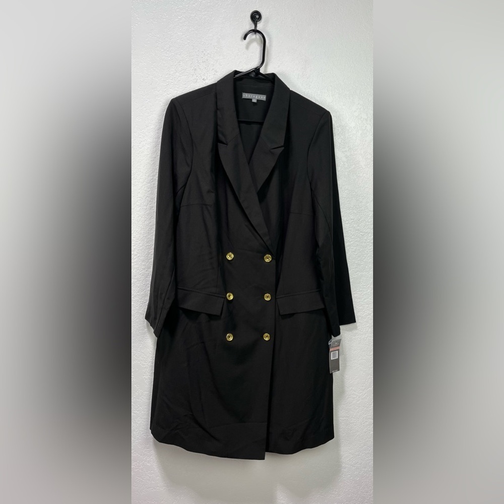 SHARAGANO Versatile Stretch Sharkskin Blazer Dress Women's Size 14W Office Core